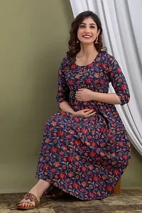Kita Fashion Pure Cotton Anarkali Kurtis/Feeding Dress with Zippers for Pregnant Womens | All Over Printed Feeding Dress for Mothers-thumb1