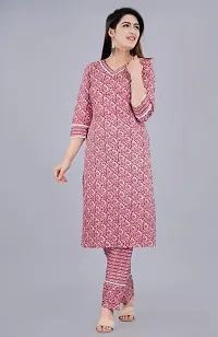 The Style Syndicate Women's Floral Painted Cotton Kurti with Pant Set | 3/4 Sleeves Kurti for Women | Ethnic wear Kurti Cotton Kurtis for Women-thumb1