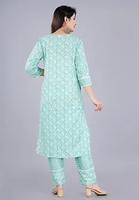 Kita Fashion Women's Floral Painted Cotton Kurti with Pant Set | 3/4 Sleeves Kurti for Women | Ethnic wear Kurti Cotton Kurtis for Women-thumb3