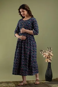 The Style Syndicate Pure Cotton Anarkali Comfortable Maternity Feeding Kurta Dress with Zippers for Pregnant Womens | All Over Printed Feeding Dress for Mothers/Women-thumb4