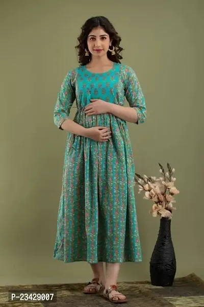 Kita Fashion Pure Cotton Anarkali Kurtis/Feeding Dress with Zippers for Pregnant Womens | All Over Printed Feeding Dress for Mothers-thumb3