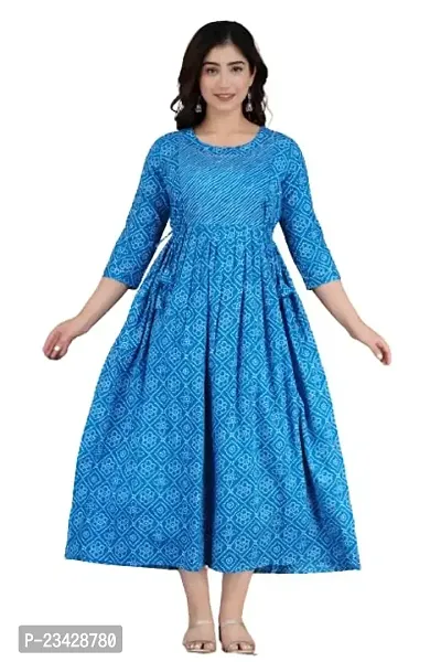 The Style Syndicate Pure Cotton Anarkali Comfortable Maternity Feeding Kurta Dress with Zippers for Pregnant Womens | All Over Printed Feeding Dress for Mothers/Women