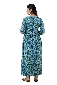 Kita Fashion Pure Cotton Anarkali Comfortable Maternity Feeding Kurta Dress with Zippers for Pregnant Womens | All Over Printed Feeding Dress for Mothers-thumb2