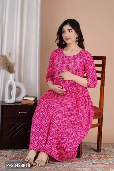 The Style Syndicate Pure Cotton Anarkali Comfortable Maternity Feeding Kurta Dress with Zippers for Pregnant Womens | All Over Printed Feeding Dress for Mothers/Women-thumb2