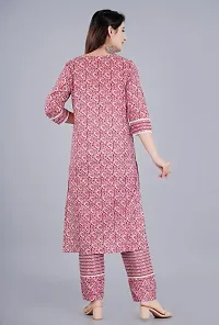 The Style Syndicate Women's Floral Painted Cotton Kurti with Pant Set | 3/4 Sleeves Kurti for Women | Ethnic wear Kurti Cotton Kurtis for Women-thumb3