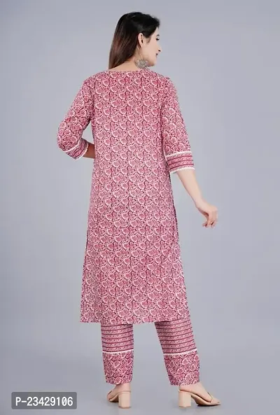 The Style Syndicate Women's Floral Painted Cotton Kurti with Pant Set | 3/4 Sleeves Kurti for Women | Ethnic wear Kurti Cotton Kurtis for Women-thumb4