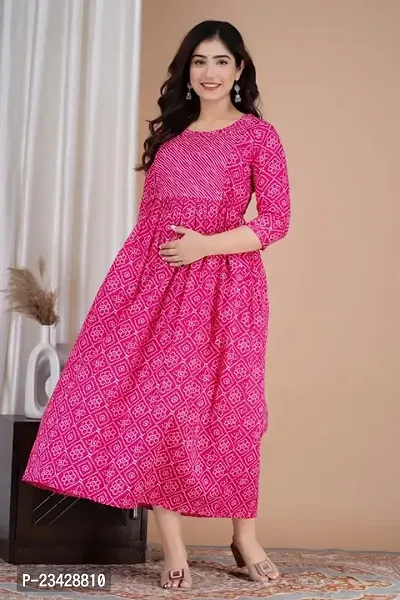 The Style Syndicate Pure Cotton Anarkali Comfortable Maternity Feeding Kurta Dress with Zippers for Pregnant Womens | All Over Printed Feeding Dress for Mothers/Women-thumb4