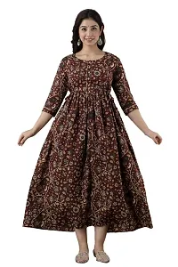 Kita Fashion Pure Cotton Anarkali Kurtis/Feeding Dress with Zippers for Pregnant Womens | All Over Printed Feeding Dress for Mothers-thumb4