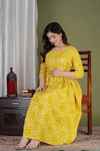 The Style Syndicate Pure Cotton Anarkali Comfortable Maternity Feeding Kurta Dress with Zippers for Pregnant Womens | All Over Printed Feeding Dress for Mothers/Women-thumb1