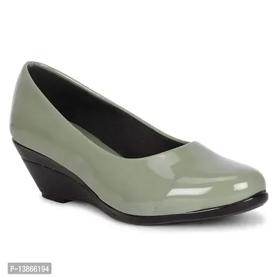 Elegant Green Synthetic Solid Bellies For Women