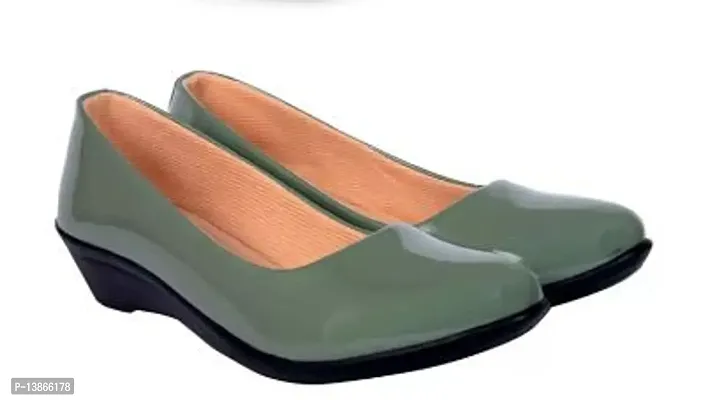 Elegant Green Synthetic Solid Bellies For Women