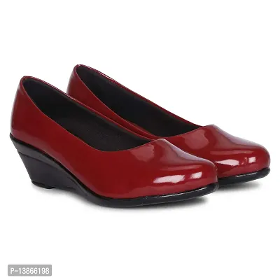 Elegant Maroon Synthetic Solid Bellies For Women
