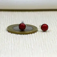 Silver Planets 92.5-925 Sterling Silver Red Onyx Latest Stud Earrings for Women and Girls-thumb3