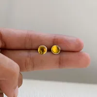 Silver Planets 92.5-925 Sterling Silver Citrine Stone Tiny Latest Stud Earrings for Women and Girls-thumb2