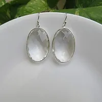 Silver Planets 925-92.5 Sterling Silver Crystal Quarts Stone Fashion Dangle  Drop Earring for Women and Girls-thumb1