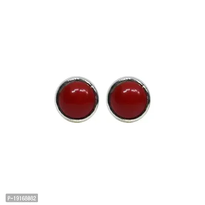 Silver Planets 92.5-925 Sterling Silver Red Onyx Latest Stud Earrings for Women and Girls