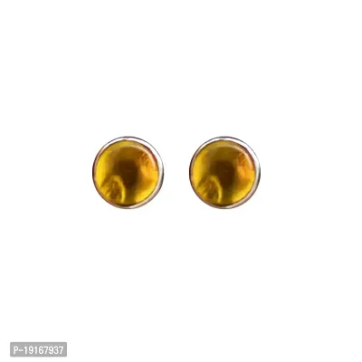 Silver Planets 92.5-925 Sterling Silver Citrine Stone Tiny Latest Stud Earrings for Women and Girls-thumb0