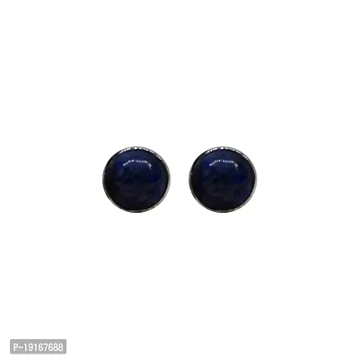 Silver Planets 92.5-925 Sterling Silver Lapis Stone Tiny Latest Stud Earrings for Women and Girls-thumb0