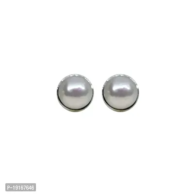 Silver Planets 92.5-925 Sterling Silver Pearl Stone Tiny Latest Stud Earrings for Women and Girls-thumb0