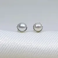 Silver Planets 92.5-925 Sterling Silver Pearl Stone Tiny Latest Stud Earrings for Women and Girls-thumb1