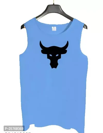 Stylish Blue Polyester Printed Gym Vest For Men