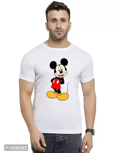 Stylish White Polyester Printed Tees For Men