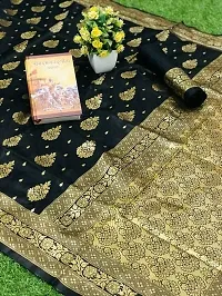 Stylish Silk Blend Black Banarasi Silk Saree With Blouse Piece-thumb4