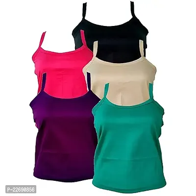 Girls Camisole Slip Multicolor(Pack of 5)-thumb0