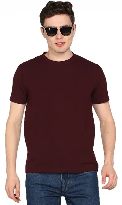 Jungle Berry Men's Plain Regular Fit T-Shirt (M, Maroon)