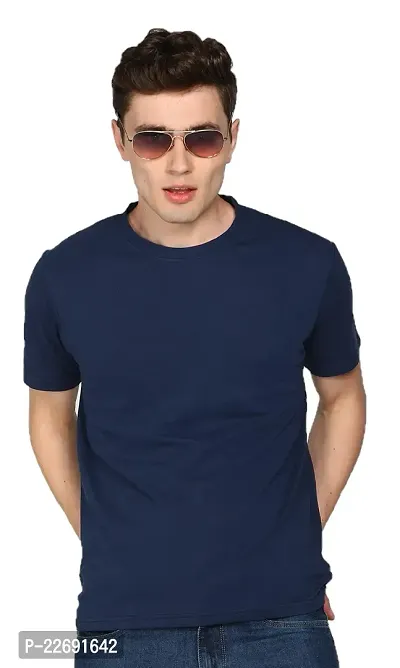 Jungle Berry Men's Plain Round Neck T-Shirt Half Sleeve Pack of 3 (M, Grey,White,Navy)-thumb4