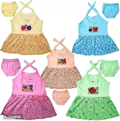 Baby Girls Casual Dress and Panty Combo Set (Multicolor, 0-6 Months) Pack of 5