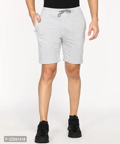 Jungle Berry Men's Cotton Shorts | Regular Fit | Casual Shorts (32, Grey and Black)-thumb4