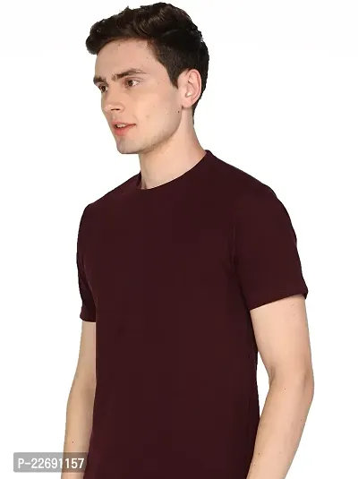 Jungle Berry Men's Plain Regular Fit T-Shirt (M, Maroon)-thumb5