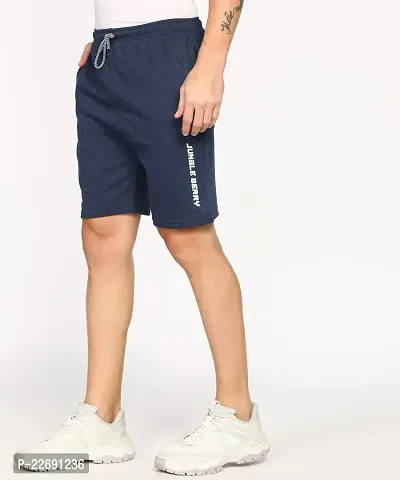 Jungle Berry Men's Cotton Shorts | Regular Fit | Casual Shorts (34, Black and Blue Melange)-thumb2