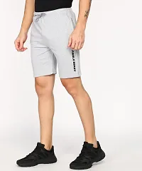 Jungle Berry Men's Cotton Shorts | Regular Fit | Casual Shorts (32, Grey and Black)-thumb1