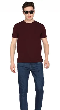 Jungle Berry Men's Plain Regular Fit T-Shirt (M, Maroon)-thumb3