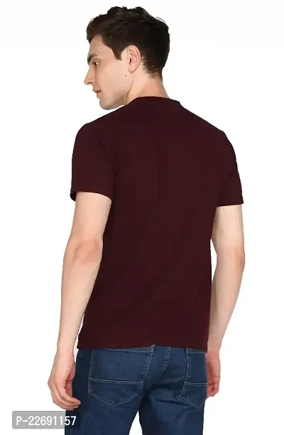 Jungle Berry Men's Plain Regular Fit T-Shirt (M, Maroon)-thumb2