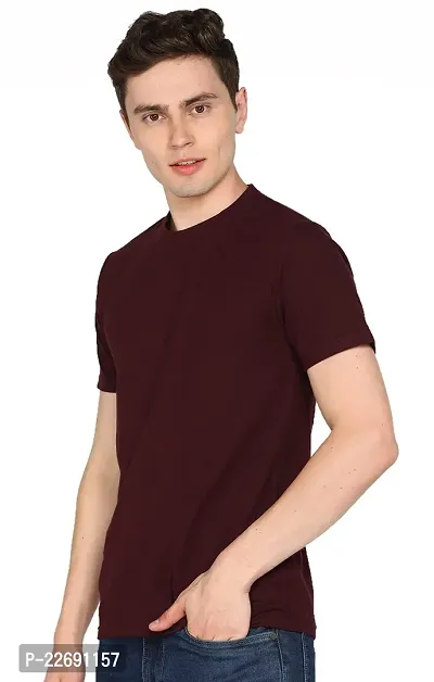 Jungle Berry Men's Plain Regular Fit T-Shirt (M, Maroon)-thumb3