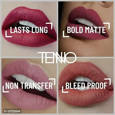 TENNO Mini Ice Candy Liquid Lipstick, Matte Finish, 16 Hrs Stay, 4Ml, Dusty Burgundy-thumb5