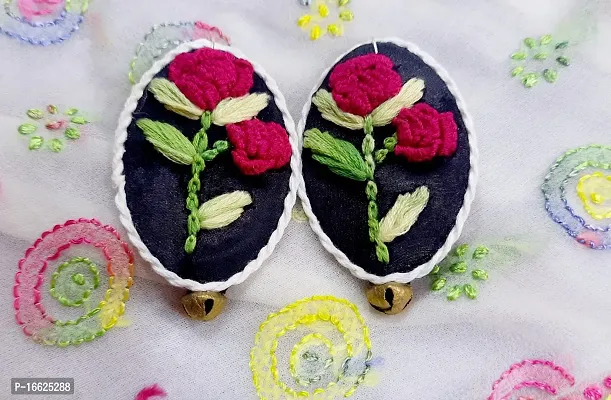 Big Stud Handmade Fabric Crochet Earrings for Women-thumb0