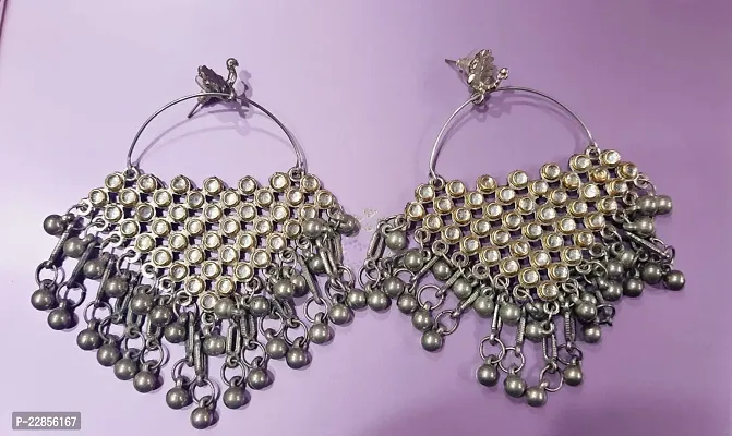 Heavy Afghani Oxidised Silver Jhumka earrings for Girls and Women