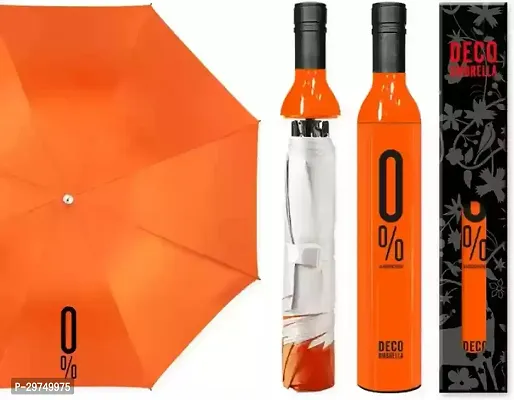 Double Layered Folding Portable Wine Bottle Umbrella With Cover Stylish Bottle Umbrella (ORANGE) Pack of 1-thumb3