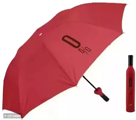 Double Layer Folding Portable Wine Bottle Umbrella With Cover Or UV Protection Umbrella (MAROON) PAK OF 1-thumb0