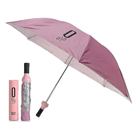 GRANTH Stylish Umbrella Folding Plastic Wine Bottle Deco Umbrella/Travel Unique Folding Umbrella with Plastic Case Multi Color 1 Pcs (Print May Very)