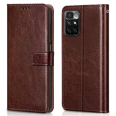 Cloudza Poco M4 Pro 5G,Redmi Note 11T 5G Flip Back Cover | PU Leather Flip Cover Wallet Case with TPU Silicone Case Back Cover for Poco M4 Pro 5G,Redmi Note 11T 5G Brown