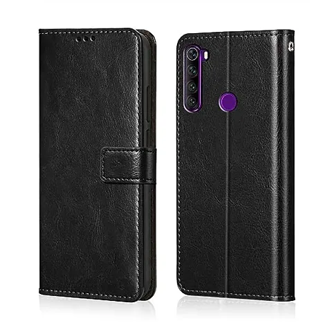 Cloudza Redmi Note 8 Flip Back Cover | PU Leather Flip Cover Wallet Case with TPU Silicone Case Back Cover for Redmi Note 8 (Black)