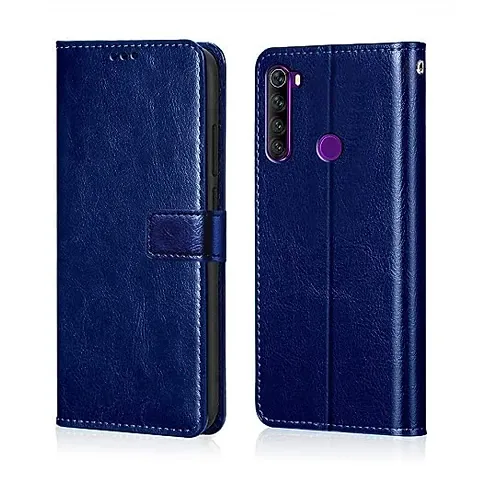 Cloudza Redmi Note 8 Flip Back Cover | PU Leather Flip Cover Wallet Case with TPU Silicone Case Back Cover for Redmi Note 8 (Blue)