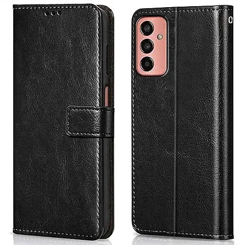 Cloudza Samsung Galaxy F13 Flip Back Cover | PU Leather Flip Cover Wallet Case with TPU Silicone Case Back Cover for Samsung Galaxy F13 Bk