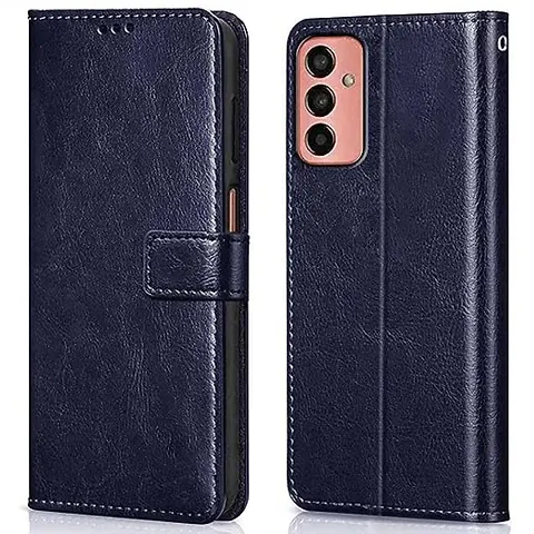 Cloudza Samsung Galaxy F13 Flip Back Cover | PU Leather Flip Cover Wallet Case with TPU Silicone Case Back Cover for Samsung Galaxy F13 Blue