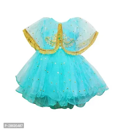 VS Collection Baby Girls Midi|Knee Length Festive|Wedding Dress Kuku-Rani Cyan (0-6 Month)